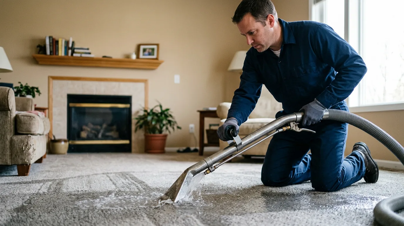 Water damage restoration technician working near Excelsior Springs, MO